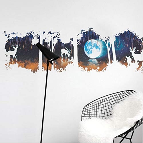 Wall Sticker Dream Forest Deer Wall Stickers art Decals for Kids room, background Glass decoration mural wallpaper Home Deco R 3D