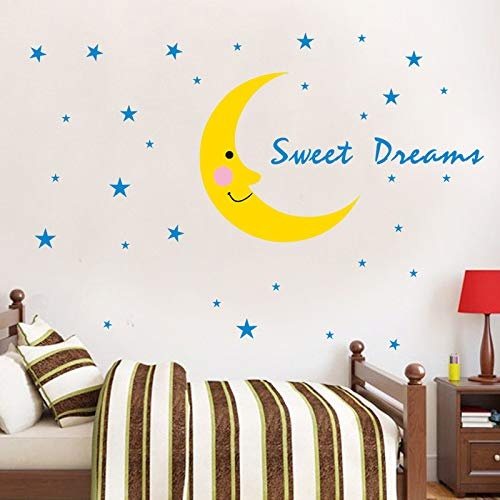 LEELIYA Sweet Dream Wandaufkleber Blue Moon Aufkleber Für Baby Zimmer Kinderzimmer Schlafzimmer Nachtwanddekor Umweltfreundliche Kunst Decals