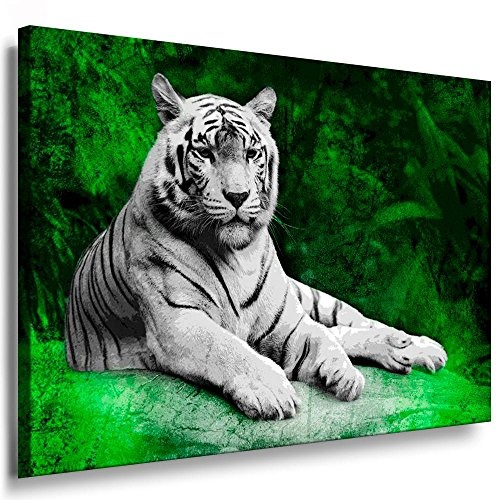 Fotoleinwand24 - Tiere Abstrakt "Der Tiger" / AA0068 / Fotoleinwand auf Keilrahmen / Grün / 60x40 cm