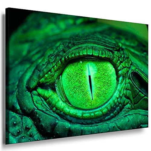 Fotoleinwand24 - Tiere Abstrakt Grüner Reptilienauge / AA0045 / Fotoleinwand auf Keilrahmen/Farbig / 150x100 cm