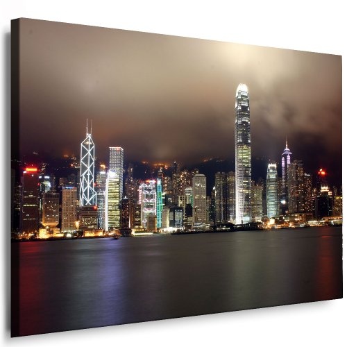 Hongkong Bild auf Leinwand -120x80cm k. Poster ! Bild fertig auf Keilrahmen ! Pop Art Bilder Wandbilder, Kunstdrucke und Gemälde / Bilder zur Dekoration - Deko