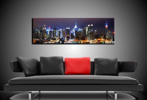 New York - XXL Bild auf Leinwand -120x50cm k. Poster ! Bild fertig auf Keilrahmen ! Pop Art Bilder Wandbilder, Kunstdrucke und Gemälde / Bilder zur Dekoration - Deko