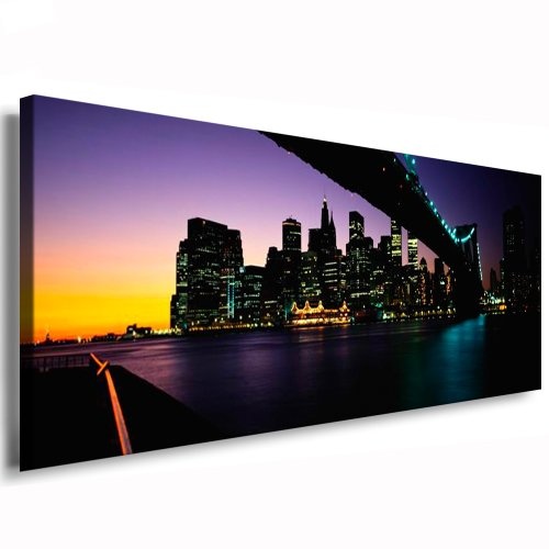 Kunstdruck New York Panorama / Bild 120x50cm / Leinwandbild fertig auf Keilrahmen / Leinwandbilder, Wandbilder, Poster, Pop Art Gemälde, Kunst - Deko Bilder