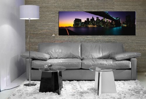 Kunstdruck New York Panorama / Bild 120x50cm / Leinwandbild fertig auf Keilrahmen / Leinwandbilder, Wandbilder, Poster, Pop Art Gemälde, Kunst - Deko Bilder