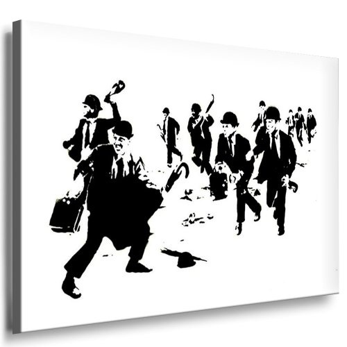 Graffiti Street Art Banksy Leinwand Bild 100x70cm - Leinwandbild fertig auf Keilrahmen - Kunstdrucke, Leinwandbilder, Wandbilder, Poster, Gemälde, Pop Art Deko Kunst Bilder