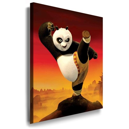 Kung Fu Panda Kinderzimmer_Bild - 100x70cm k. Poster ! Bild fertig auf Keilrahmen ! Pop Art Gemälde Kunstdrucke, Wandbilder, Bilder zur Dekoration - Deko / Bilder für Kinderzimmer - Babyzimmer