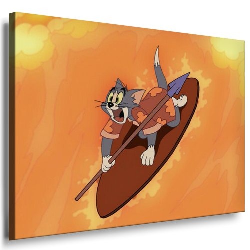 Tom und Jerry Kinderzimmer Bild auf Leinwand - 100x70cm k. Poster ! Bild fertig auf Keilrahmen ! Pop Art Gemälde Kunstdrucke, Wandbilder, Bilder zur Dekoration - Deko - Top 100 ! Bilder für Kinderzimmer - Babyzimmer