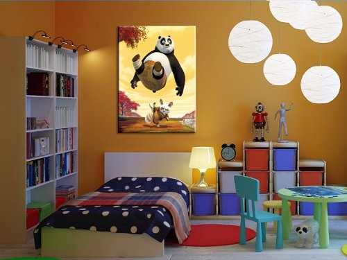 Kung Fu Panda Kinderzimmer Bild - 100x70cm k. Poster ! Bild fertig auf Keilrahmen ! Pop Art Gemälde Kunstdrucke, Wandbilder, Bilder zur Dekoration - Deko / Bilder für Kinderzimmer - Babyzimmer