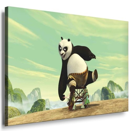 Kung Fu Panda Kinderzimmer_Bild - 100x70cm k. Poster ! Bild fertig auf Keilrahmen ! Pop Art Gemälde Kunstdrucke, Wandbilder, Bilder zur Dekoration - Deko / Bilder für Kinderzimmer - Babyzimmer