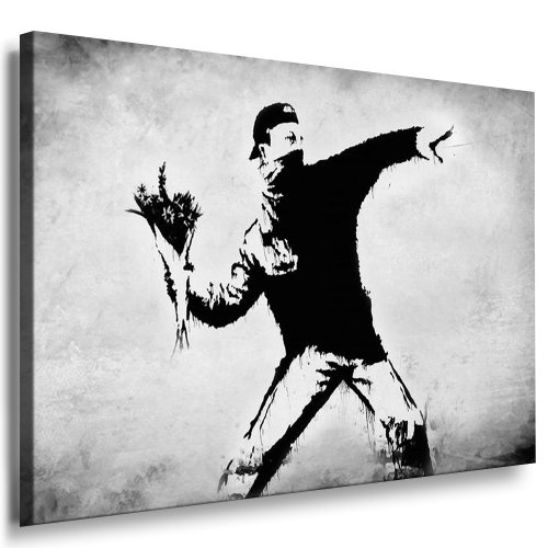 Druck auf leinwand "Banksy" Graffiti - Bild 100x70cm k. Poster ! Bild fertig auf Keilrahmen ! nr: 2095 Pop Art Gemälde Kunstdrucke, Wandbilder, Bilder zur Dekoration - Deko / Top 200 "Banksy" Streetart Wandbilder