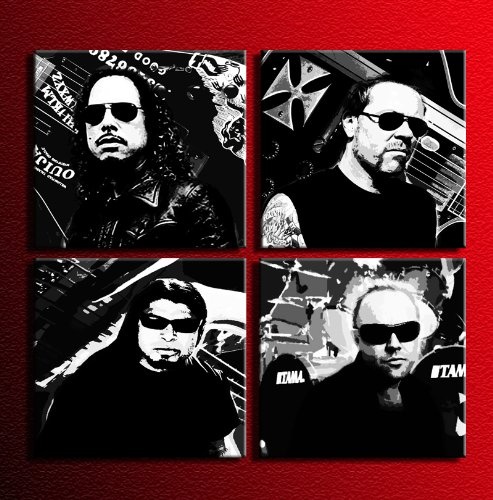 "Metallica" Bild auf leinwand - 4 Bilder je 50x50cm k. Poster ! Bild fertig auf Keilrahmen ! Pop Art Gemälde Kunstdrucke, Wandbilder, Bilder zur Dekoration - Deko. Musik Stars Kunstdrucke