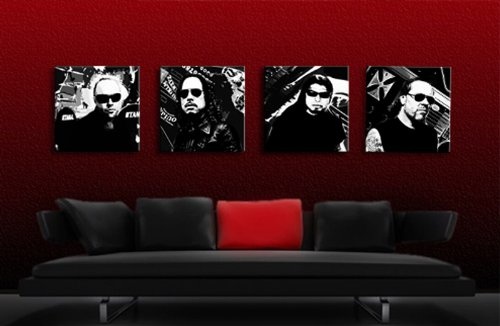 "Metallica" Bild auf leinwand - 4 Bilder je 50x50cm k. Poster ! Bild fertig auf Keilrahmen ! Pop Art Gemälde Kunstdrucke, Wandbilder, Bilder zur Dekoration - Deko. Musik Stars Kunstdrucke