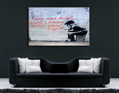 "Banksy" Kunst auf Leinwand Bild 100x70cm k. Poster ! Bild fertig auf Keilrahmen ! Pop Art Gemälde Kunstdrucke, Wandbilder, Bilder zur Dekoration - Deko / Top 100 "Banksy" Modern Bilder ->