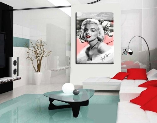 Kunst auf Leinwand - Marilyn Monroe Bild - 100x70cm k. Poster / Bild fertig auf Keilrahmen ! Pop Art Gemälde Kunstdrucke, Wandbilder, Bilder zur Dekoration - Deko. Film / Movie / Tv Stars Kunstdrucke