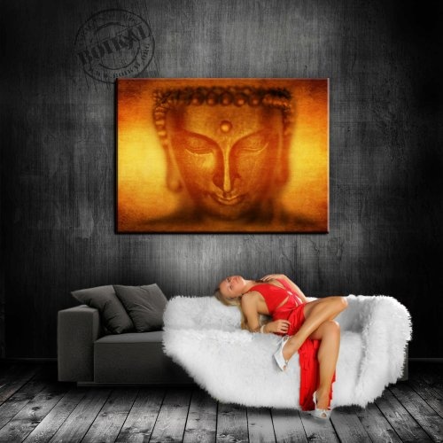 Bild auf leinwand Buddha Bild 100x70cm / Leinwandbild fertig auf Keilrahmen / Leinwandbilder, Wandbilder, Poster, Pop Art Gemälde, Kunst - Deko Bilder