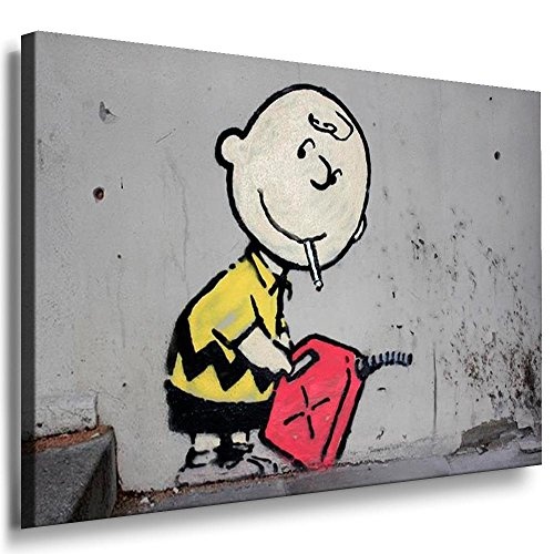 Fotoleinwand24 - Banksy Graffiti Art "CHARLIE BROWN" / AA0003 / Fotoleinwand auf Keilrahmen / Farbig / 120x80 cm