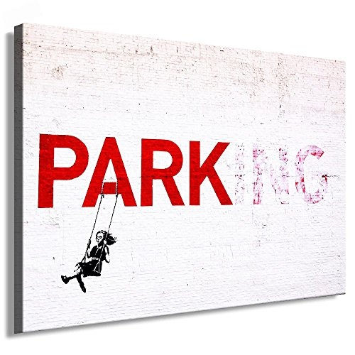 Fotoleinwand24 - Banksy Graffiti Art "PARKING" / AA0033 / Fotoleinwand auf Keilrahmen / Farbig / 60x40 cm