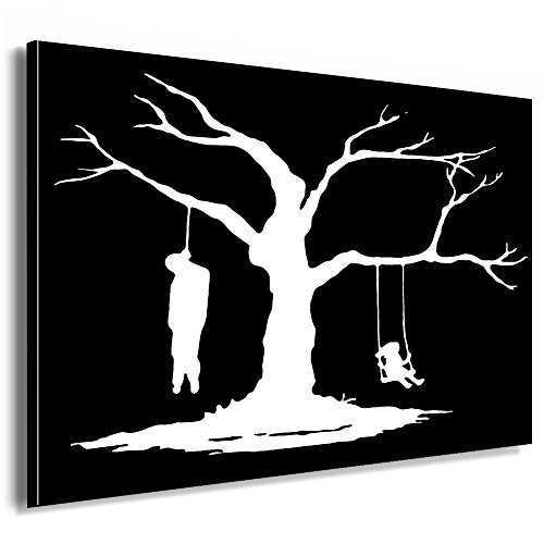 Fotoleinwand24 - Banksy Graffiti Art Sucide Tree / AA0129 / Bild auf Keilrahmen/Weiß / 150x100 cm