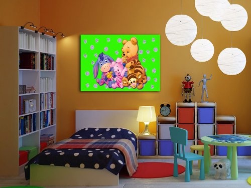Winnie the Pooh Kinderzimmer Leinwandbild - 100x70cm k. Poster ! Bild fertig auf Keilrahmen ! Pop Art Gemälde Kunstdrucke, Wandbilder, Bilder zur Dekoration - Deko / Top 100 ! Bilder für Kinderzimmer - Babyzimmer