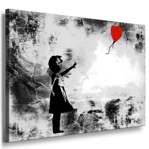 Fotoleinwand24 Bild auf Leinwand Banksy Graffiti Art / XXL Wandbilder und Kunstdrucke auf Leinwand Bilder fertig gerahmt auf Holzrahmen / FARBE UND GRÖSSE WÄHLBAR !! kein Poster oder Plakat / Günstiger als Ölbild Gemälde / Leinwandbilder, Keilrahmenbilder