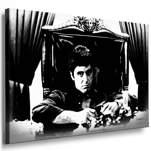 Scarface - Al Pacino Leinwand Bild 100x70cm k. Poster ! Bild fertig auf Keilrahmen ! Pop Art Gemälde Kunstdrucke, Wandbilder, Bilder zur Dekoration - Deko. Film / Movie / Tv Stars Kunstdrucke