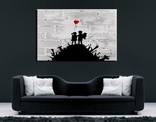 Banksy Bild - Bild fertig auf Keilrahmen ! Pop Art Gemälde Kunstdrucke, Wandbilder, Bilder zur Dekoration - Deko / Top 100 "Banksy" Modern Bilder