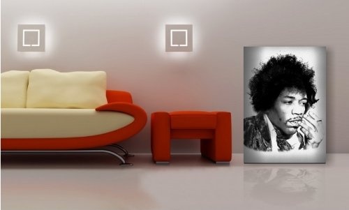 Jimi Hendrix Bild auf Leinwand 100x70cm k. Poster - Bild fertig auf Keilrahmen ! Pop Art Gemälde Kunstdrucke, Wandbilder l Bilder zur Dekoration - Deko. Musik Stars Kunstdrucke