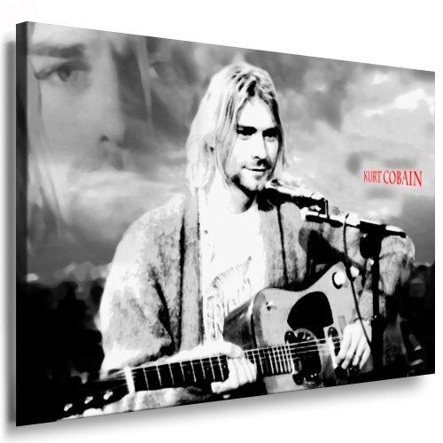 Kurt Cobain - Nirvana Leinwand Bild 100x70cm k. Poster ! Bild fertig auf Keilrahmen ! Pop Art Gemälde Kunstdrucke, Wandbilder - Bilder zur Dekoration Deko. Musik Stars Kunstdrucke