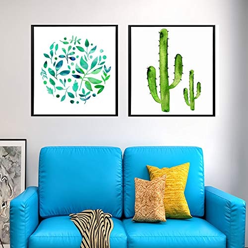 LLTYED Tropischer Kaktus Leinwand Gemälde Für Wohnzimmer Wand Natur Grünpflanzen Moderne Modularen Bilder Wandkunst Dekoration