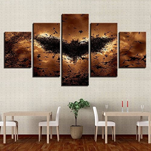 CYZSH Leinwand Wandkunst Bilder Küche Restaurant Dekoration 5 Stücke Dunkle Tier Fledermaus Wohnzimmer Hd Gedruckt Poster Malerei