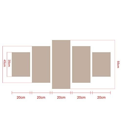 KINYNE Natürliche Landschaftsmalerei 5 Panels Leinwanddrucke Wasserfall Landschaft Und Rote Bäume Bilder Wand Wohnzimmer Dekor,B,20X35x2+20X45x2+20X55x1