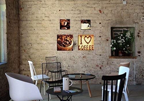 Eco Light Wandkunst Leinwand Bundle nachleuchten Alte Lampe 60 x 90 cm und Liebhaber Kaffee Collage Set von 4, Leinwandbild für Wanddeko und Wohnzimmer Artwork modernen gerahmt