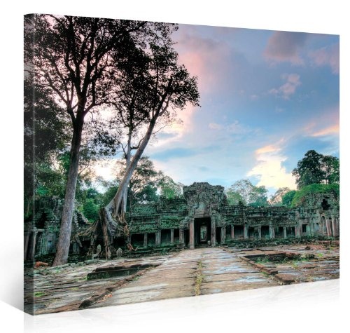 Gallery of Innovative Art - Preah Khan Temple - 100x75cm Premium Kunstdruck Wand-Bild - Leinwand-Druck in deutscher Marken-Qualität - Leinwand-Bilder auf Holz-Keilrahmen als moderne Wanddekoration