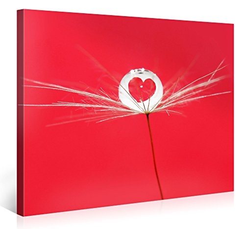 Gallery of Innovative Art - Red Heart Dandelion - 100x75cm Premium Kunstdruck Wand-Bild - Leinwand-Druck in deutscher Marken-Qualität - Leinwand-Bilder auf Holz-Keilrahmen als moderne Wanddekoration