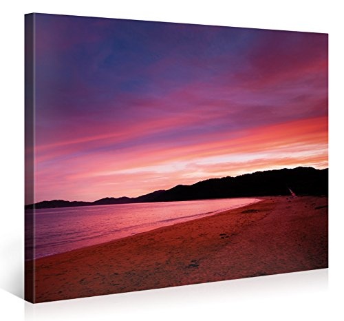 Gallery of Innovative Art - Purple Beach - 100x75cm Premium Kunstdruck Wand-Bild - Leinwand-Druck in deutscher Marken-Qualität - Leinwand-Bilder auf Holz-Keilrahmen als moderne Wanddekoration