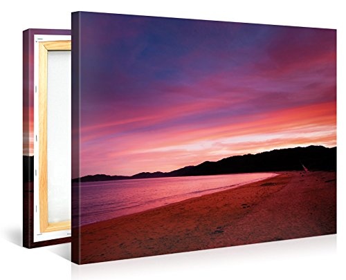 Gallery of Innovative Art - Purple Beach - 100x75cm Premium Kunstdruck Wand-Bild - Leinwand-Druck in deutscher Marken-Qualität - Leinwand-Bilder auf Holz-Keilrahmen als moderne Wanddekoration