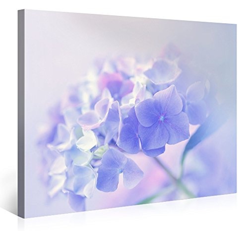 Gallery of Innovative Art - Romanticism Blue Flowers - 100x75cm Premium Kunstdruck Wand-Bild - Leinwand-Druck in deutscher Marken-Qualität - Leinwand-Bilder auf Holz-Keilrahmen als moderne Wanddekoration