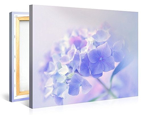 Gallery of Innovative Art - Romanticism Blue Flowers - 100x75cm Premium Kunstdruck Wand-Bild - Leinwand-Druck in deutscher Marken-Qualität - Leinwand-Bilder auf Holz-Keilrahmen als moderne Wanddekoration
