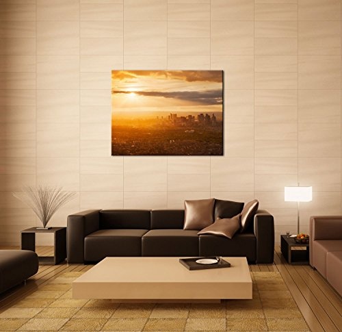 Gallery of Innovative Art - Sunset From Eiffel Tower - 100x75cm Premium Kunstdruck Wand-Bild - Leinwand-Druck in deutscher Marken-Qualität - Leinwand-Bilder auf Holz-Keilrahmen als moderne Wanddekoration
