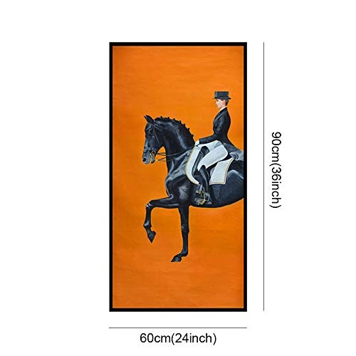 KINYNE Leinwanddruck Malerei Schwarzes Pferd und Reiter...