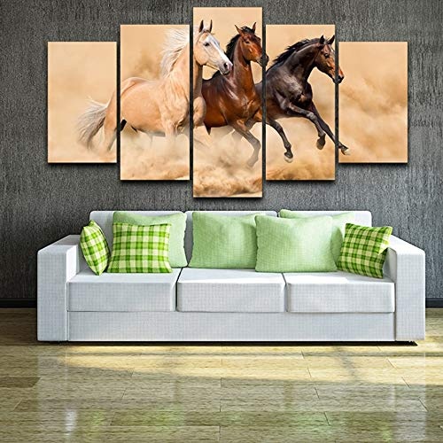 CYZSH Hd Gedruckt Malerei Wandkunst Poster Moderne Leinwand 5 Panel Tier Pferd Für Wohnzimmer Bilder Heimtextilien Modular