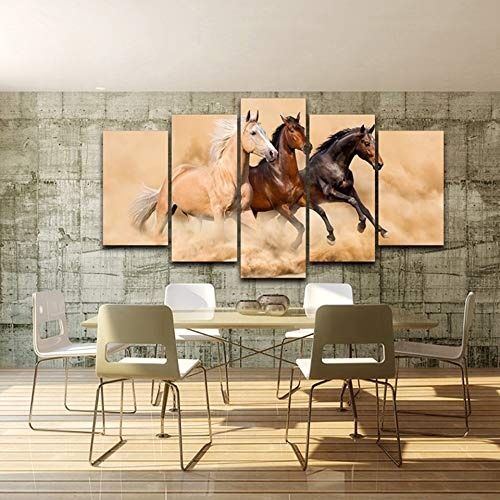 CYZSH Hd Gedruckt Malerei Wandkunst Poster Moderne Leinwand 5 Panel Tier Pferd Für Wohnzimmer Bilder Heimtextilien Modular