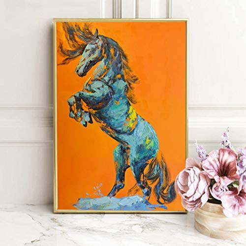 LLTYED Moderne Abstrakte Tiere Poster Und Drucke Wandkunst Leinwand Drucke Handgemalte Pferd Bilder Für Wohnzimmer Dekoration