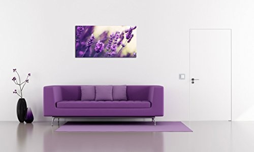 Premium Kunstdruck Wand-Bild - Purple Lavendel - 100x50cm Leinwand-Druck in deutscher Marken-Qualität - Leinwand-Bilder auf Holz-Keilrahmen als moderne Wanddekoration