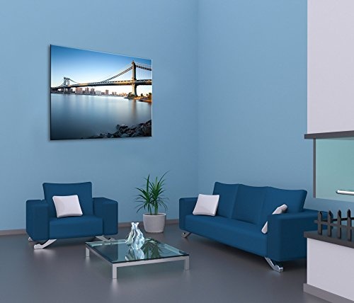 Gallery of Innovative Art - New York City Manhattan Bridge - 100x75cm Premium Kunstdruck Wand-Bild - Leinwand-Druck in deutscher Marken-Qualität - Leinwand-Bilder auf Holz-Keilrahmen als moderne Wanddekoration