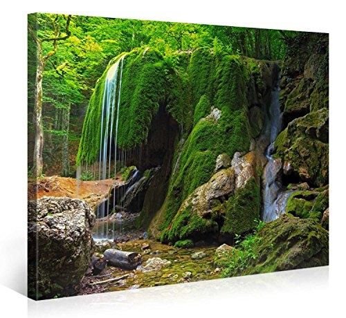 Gallery of Innovative Art - Troll Rock Waterfall - 100x75cm Premium Kunstdruck Wand-Bild - Leinwand-Druck in deutscher Marken-Qualität - Leinwand-Bilder auf Holz-Keilrahmen als moderne Wanddekoration