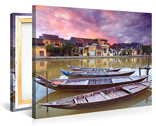 Gallery of Innovative Art - Fisherman Boats 2 - 100x75cm Premium Kunstdruck Wand-Bild - Leinwand-Druck in deutscher Marken-Qualität - Leinwand-Bilder auf Holz-Keilrahmen als moderne Wanddekoration