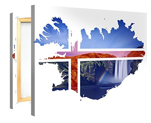 Gallery of Innovative Art - Iceland Godafoss Double Exposure - 100x75cm - Leinwandbild XXL Kunstdrucke in Modern Art Stil