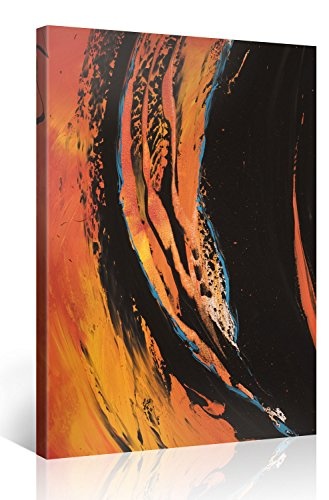 Premium Kunstdruck Wand-Bild - Orange Swirl - 75x100cm - Modern Art XXL Giclee canvas print, Wall Art canvas picture - Canvas print stretched on a frame - XXL Canvas images in High Definition