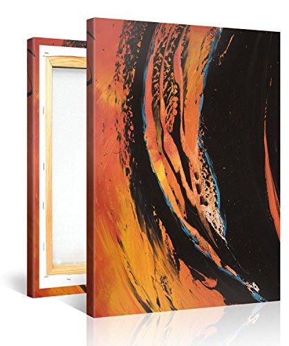 Premium Kunstdruck Wand-Bild - Orange Swirl - 75x100cm -...